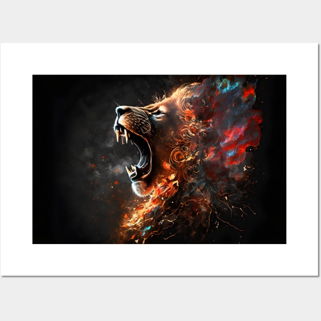 Lion on fire, generative AI Wall Art by Thedesignstuduo